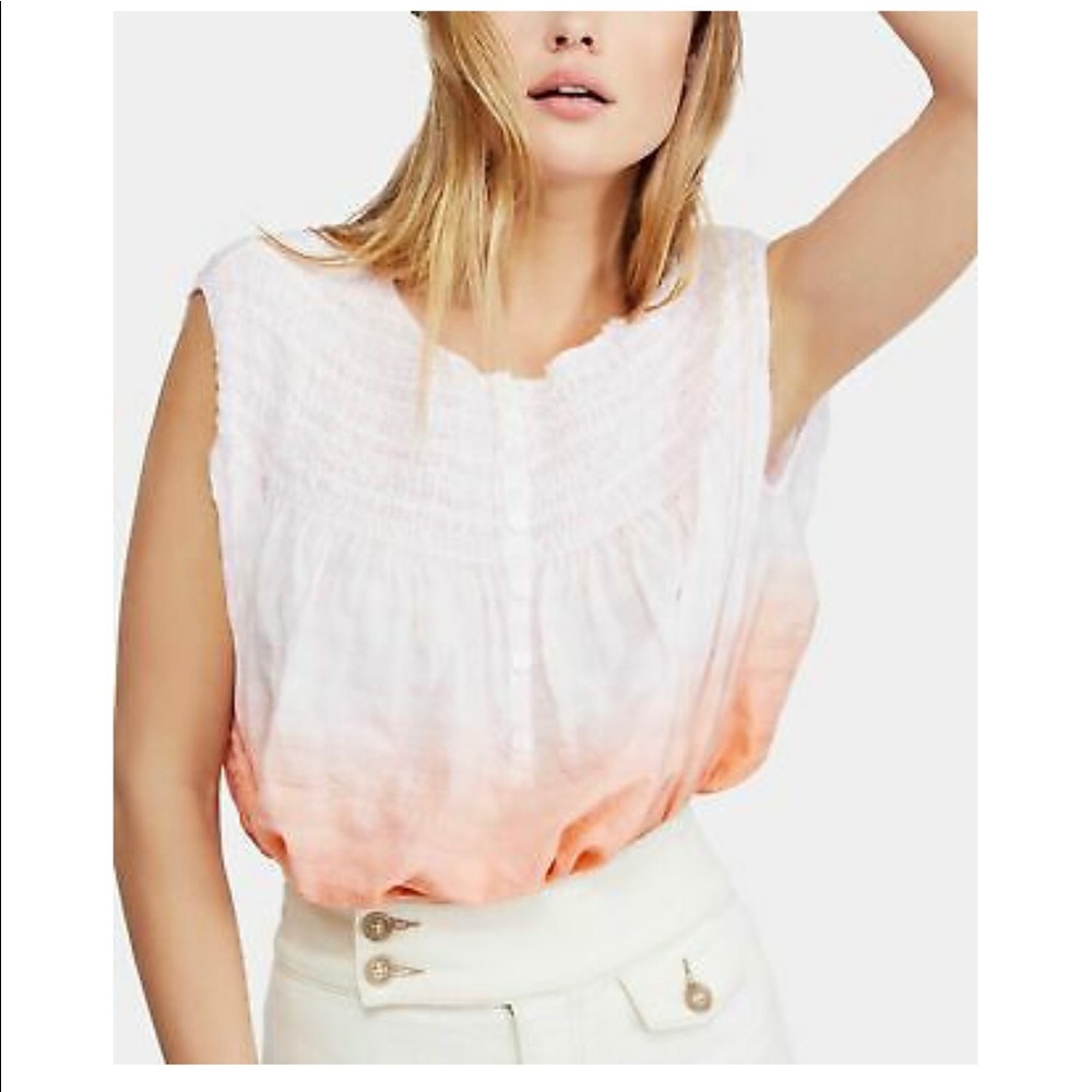 NWT Free People Little Bit of Something Ombré Top. Size L. Color Pink/White.